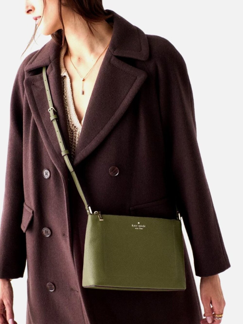 New Kate Spade Leila Crossbody Pebble Leather Enchanted Green